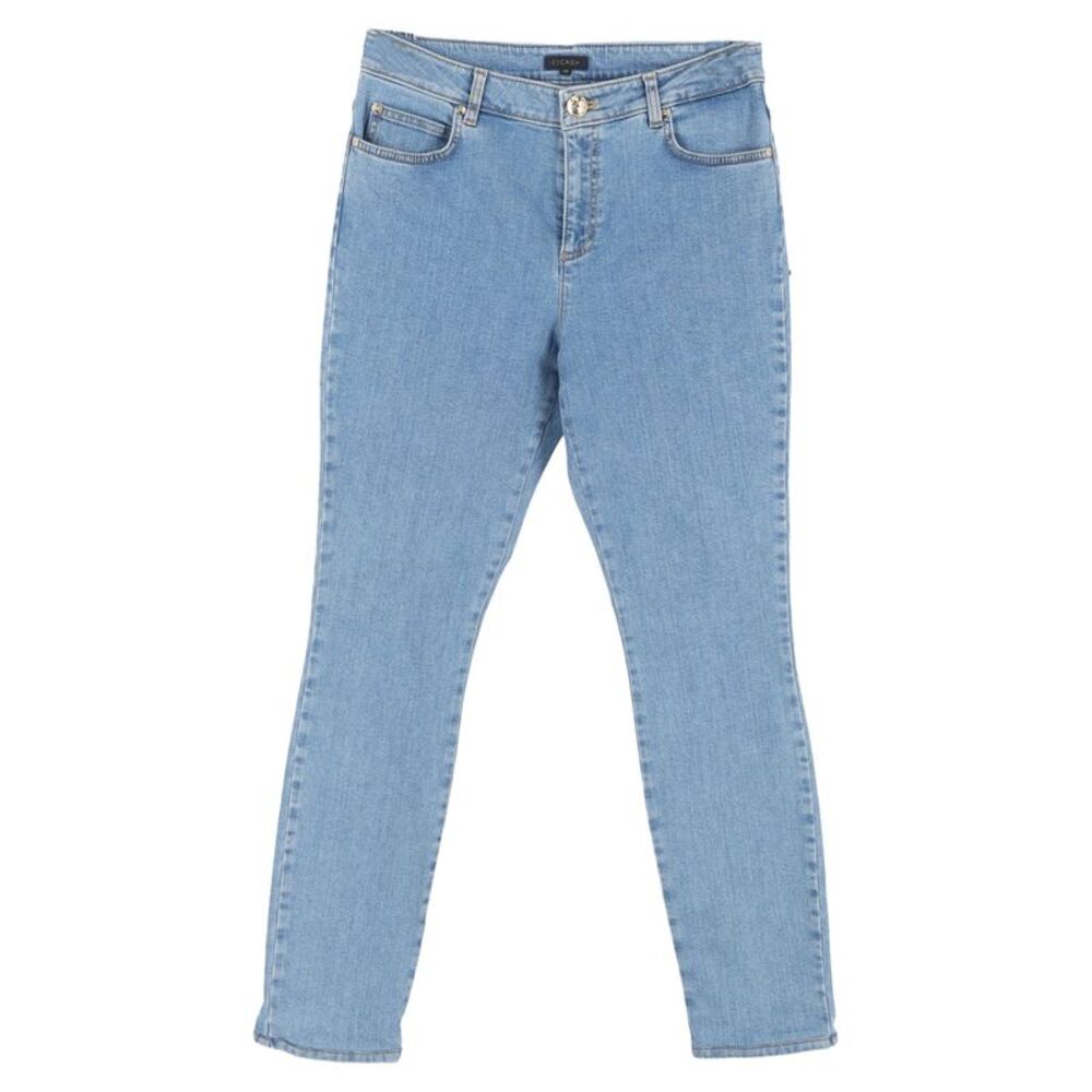 Escada Flower Patch Skinny Jeans in Blue Cotton Denim